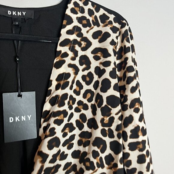 NWT DKNY leopard print faux wrap blouse - Picture 2 of 6